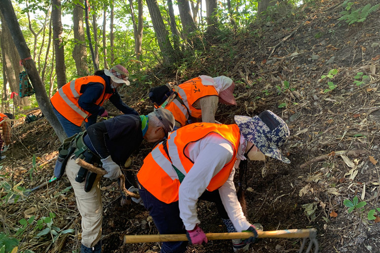 10/1（土）髙川山林　北尾根斜面の遊歩道作り、笹刈り_c0173813_10341602.jpg